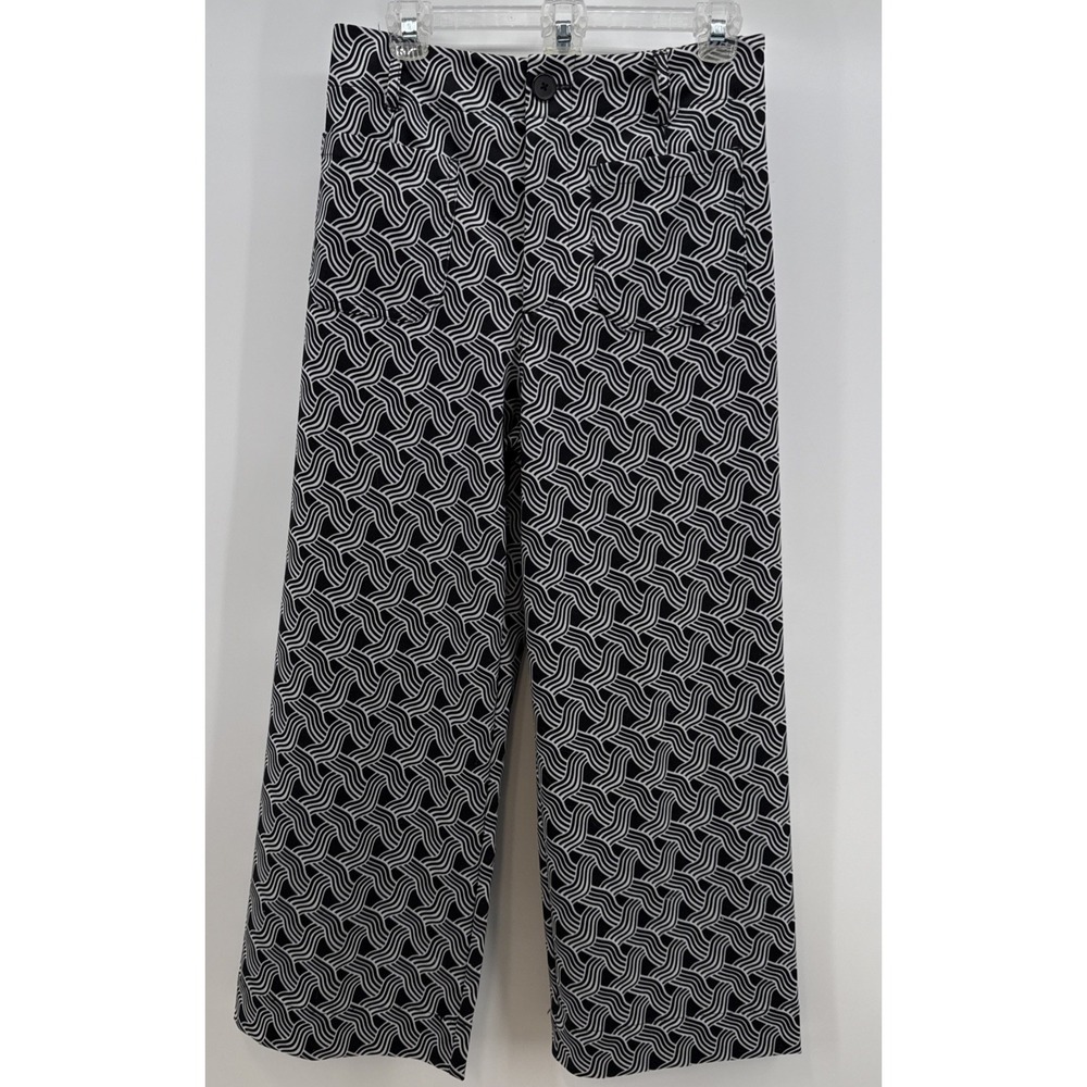 Jones & Co. Women's size 6 black white mid rise cropped pants Modern Retro